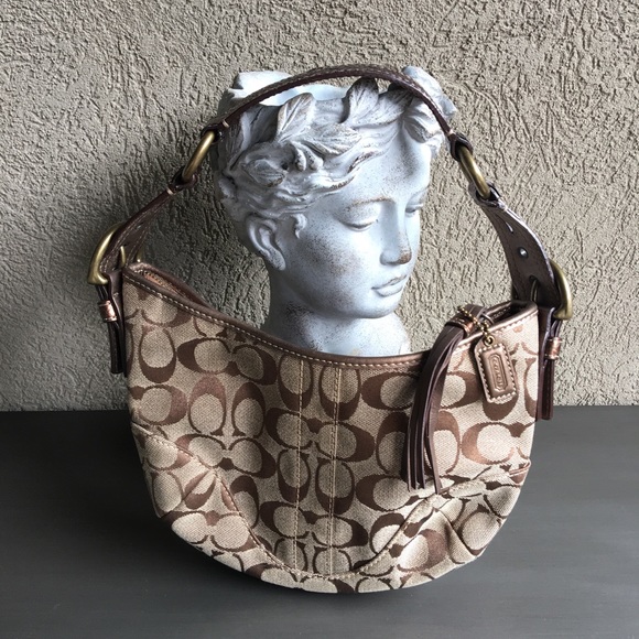 Coach Signature Shoulder Bag, Coach Fabric Bag - Picture 1 of 8